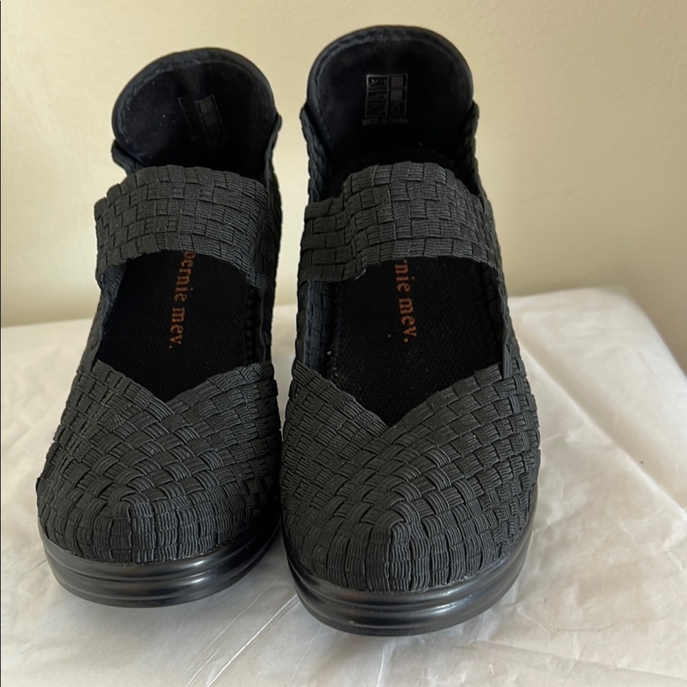 bernie mev. Black Woven Slip-On Shoes